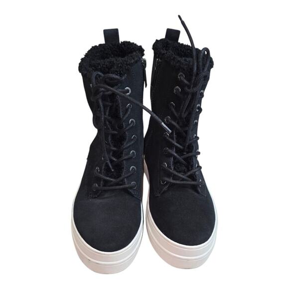 J Slides Torrie Waterproof Suede Platform Boot Women's Size 6 Black Fur Lined - Picture 3 of 11